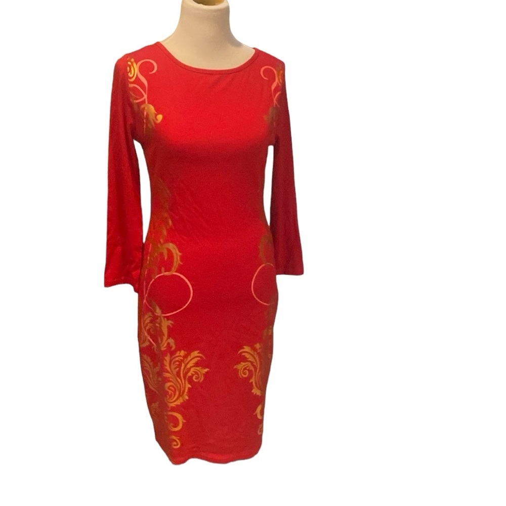 Amika Fashion Red Midi Form-Fitting Dress